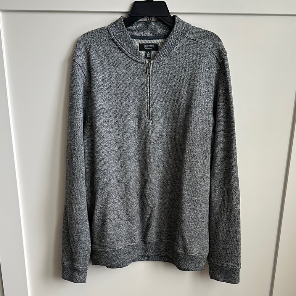 Nordstrom Men's Gray Quarter-Zip Sweater, Large